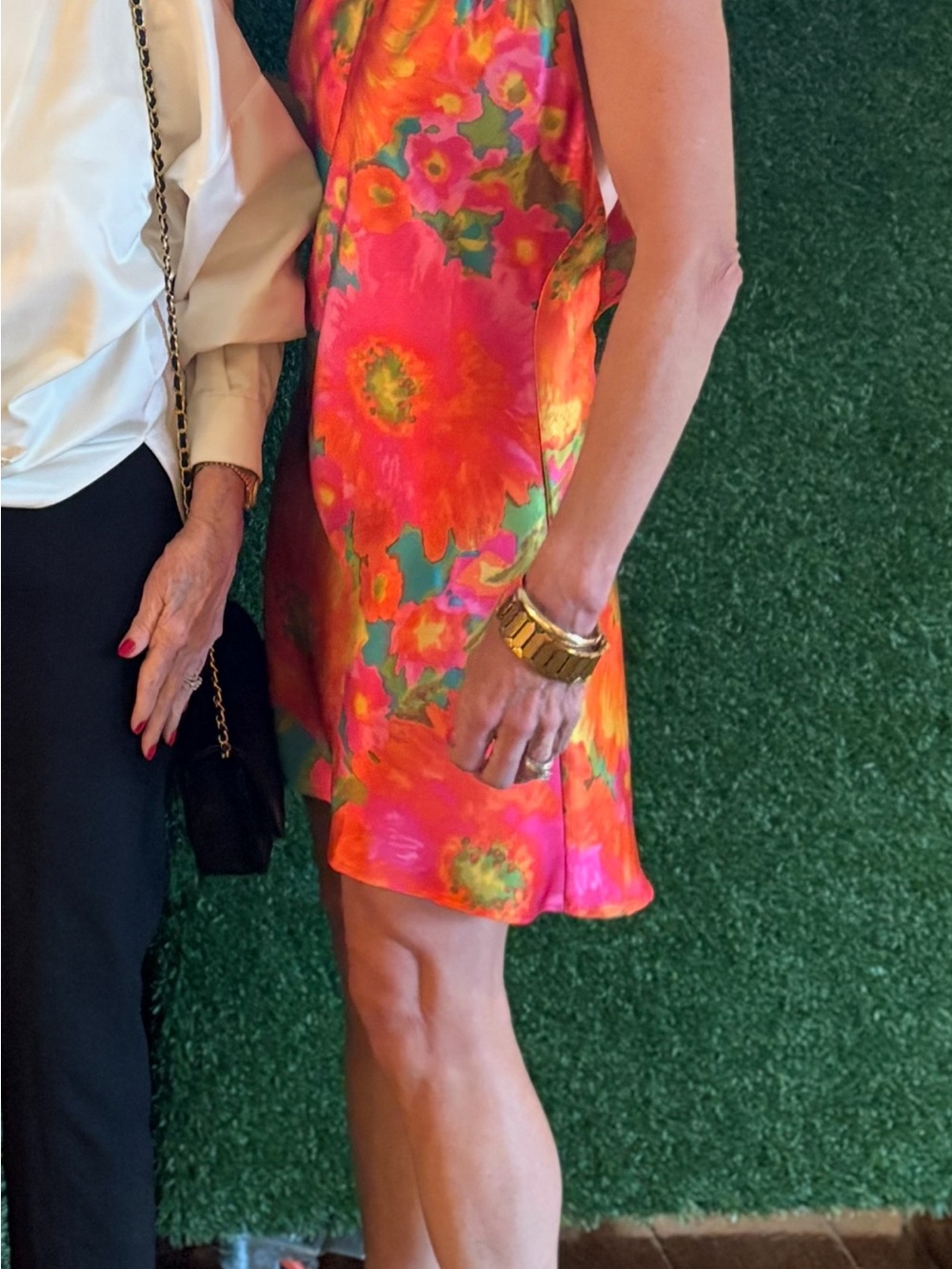 Show Me Your MuMu Neon Floral Mini Dress in Coral and Green